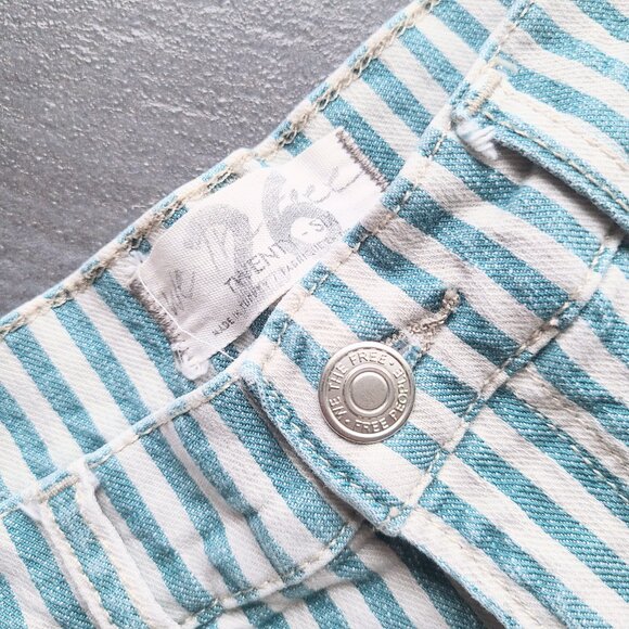 Free People We The Free Astoria High Rise Blue/White Striped Wide Leg Jeans 26 - Picture 4 of 7